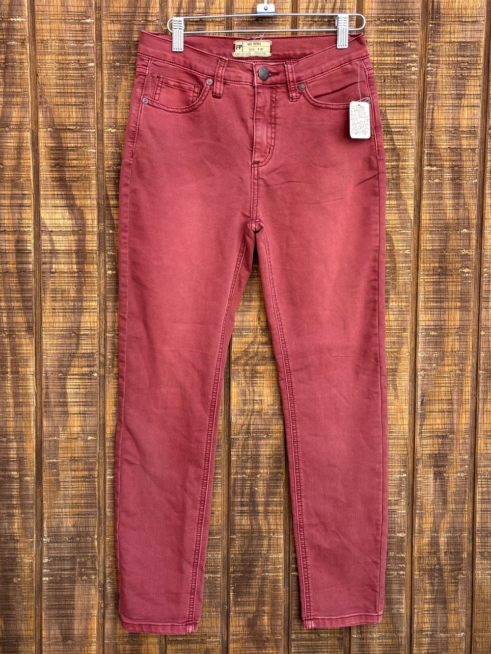 NWTS Free People Wine Colored Denim Skinny Jeans